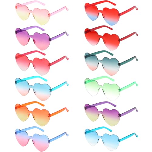 Image of Heart Sunglasses 12 /18 /24 Pcs Heart Shaped Glasses for Women Cute Funny Party Glasses Party Favors Accessories