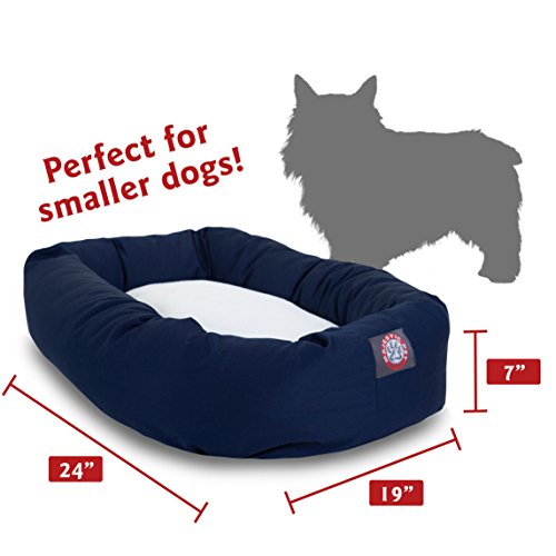 Image of 24 inch Blue & Sherpa Bagel Dog Bed By Majestic Pet Products