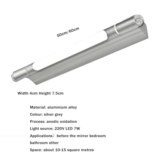 Lámpara de espejo para baño LED regulable de aluminio plata 50cm 6