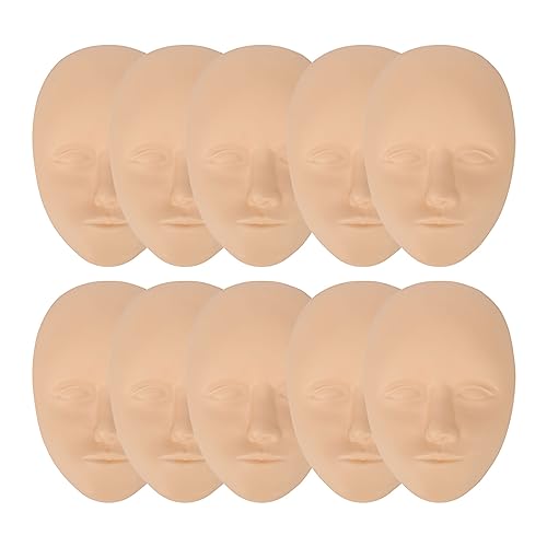 YUYTE 10 Piezas de Piel de Tatuaje Facial 3D, Cabeza de Práctica, Piel de Entrenamiento Facial Falsa de Silicona para Cejas, Delineador de Ojos, Modelo de Labios, Maquillaje Permanente