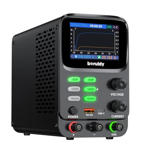 Image of DC Power Supply Variable 30V 10A,boruidy 5 Digit TFT Display 0.01mA 0.1mV Double Curve Bench Power Supply with OCP /OVP Storage Function Power Supplies Suitable for Power Consumption Calculation