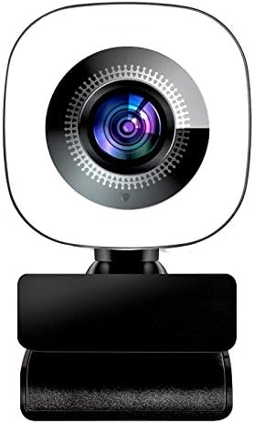 2021 New Upgraded 2K 1440P Streaming Webcam with Ring Light，Webcam with Microphone for Desktop，with Flexible Rotable Wide Angle, Plug and Play, for Zoom Skype YouTube, PC Laptop Computer