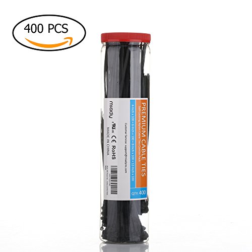 Miady 400 Pieces Self-Locking Nylon Cable Ties Zip Ties, 4, 6, 8, 12 Inches (Combo Pack)