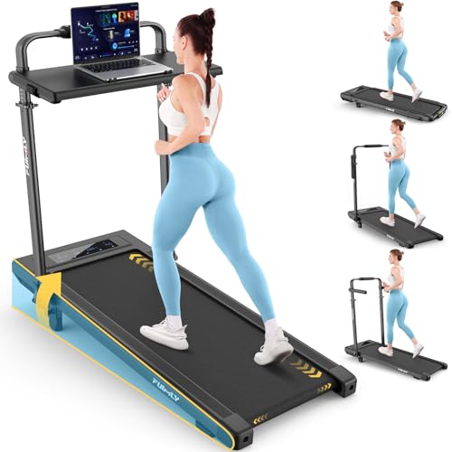 Image of FUNMILY Upgrade Walking Pad Folding Treadmill with 12% /15% Incline & Handle Bar, 3.5HP Foldable Under Desk Compact Treadmills for Home /Office /Gym, 400+lb Capacity, Shock Absorption