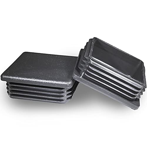 Image of Prescott Plastics 3 inch (76.2mm) Outer Perimeter Ribbed Plastic Hole Plugs, Square Black Metal Tubing End Caps, Strong Furniture Leg Inserts, Impact & Weather Resistant, Made in the USA - 4 Pack