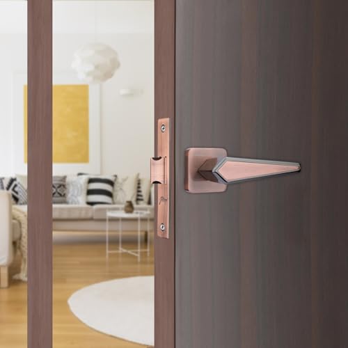 Image of Godrej Mortise Door Handle | Handle for Internal Doors, Bathroom Doors | NEH 22 | Retractable Baby Latch | Black Antique Copper Finish | Keyless Mechanism for Privacy | 5 Years Warranty