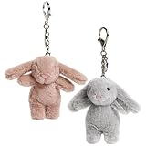 Yuwnd 2 Stück Schlüsselanhänger Hase, Schlüsselanhänger Plüschtier, Plüsch Hasen Schlüsselanhänger In Braun Und Dunkelgrau, Taschenanhänger Plüsch Für Geschenkideen Und Alltagsnutzung
