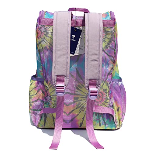 ESVAN Original Print Mesh Backpack Clear Bag See through Pack for Travel Beach Gym Multi-Purpose Women Men4