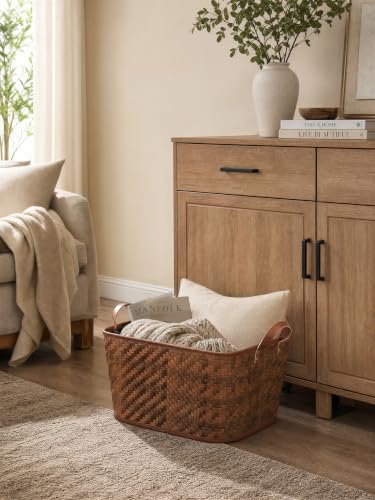 Image of BROWNLILY Oversized Storage Baskets Laundry Hampers with Structured Frame & Supported Bottom, Extra Large Closet Bins for Shelves Blankets Car Bedroom Bathroom Organizers (Pack of 4, Brown)