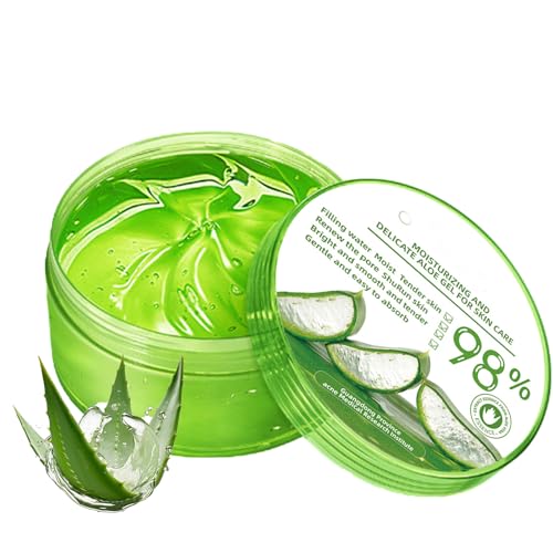 300ml Organic Aloe Vera Gel, 98% Pure Aloe Vera Gel For Face & Body, Aloe Vera Moisturiser For Hydrating & Smoothing Skin, Aloe Vera After Sun Gel, For For Dry Skin, Sunburn, Acne, Repair