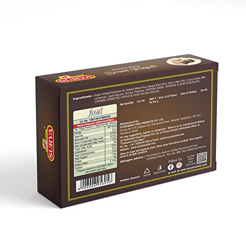 Image of HF, Surya Choco Chip Soan Papdi- 200g | Soft & Flaky, Nutty Garnish Mithai | No Added Preservatives Soan Cake for Tea-Time Snack, Ready to Serve Dessert