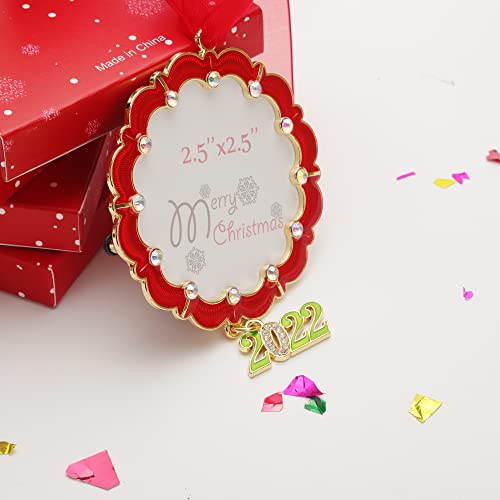 Yrxinhes Christmas Tree Ornaments Home Decor Christmas Decorations Xmas Gifts Decorations Holiday Keepsake Gift Pendant Can Insert Photos (Round Red) #TOP3