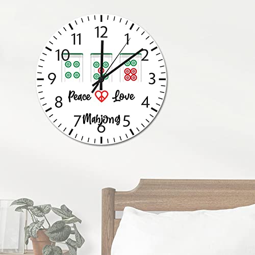 Horloge murale ronde en PVC Mahjong caractères chinois silencieuse 30cm
