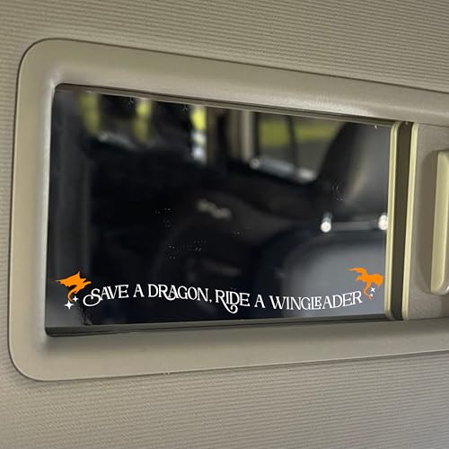 Set 2Pcs Save a Dragon Ride a Wingleader Rearview Mirror Decal Fourth Wing Bookish Humor Car Decals Water Bottle Window Sticker Vinyl Waterproof 4 Inches Decal New Car Accessories Gift for Mom Friend