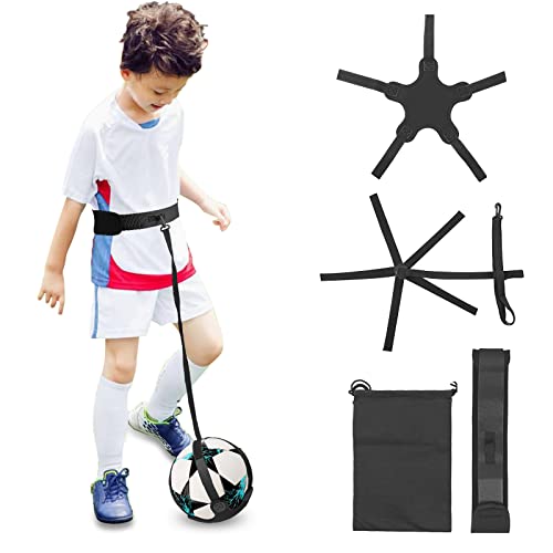 VINTEAM Soccer/Volleyball/Rugby Trainer, Football Kick Throw Solo Practice Training Aid Control Skills Adjustable Waist Belt for Kids Adults
