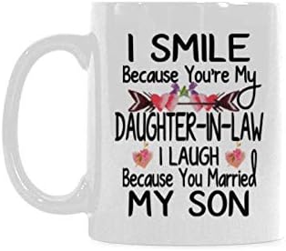 Miniatura 2 de Regalo para suegra  Taza para nuera con texto en inglés "I Smile Because You're My Daughter-In-Law I Laugh Because Because Funny Gifts para regalo