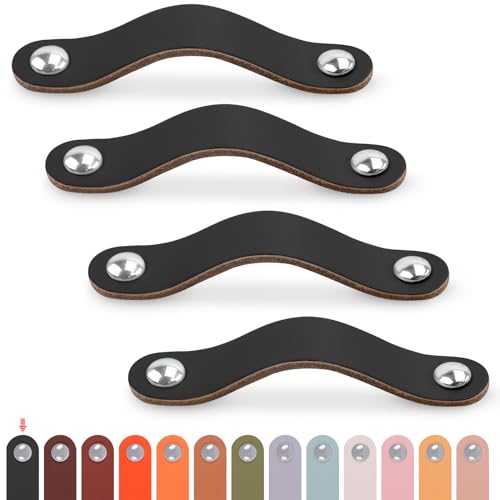 LEREATI Ledergriffe für Möbel 4 Stück Schrankgriffe mit Schrauben...