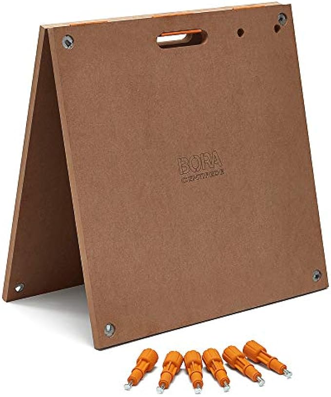 BORA Centipede Folding Table Top for Bora Centipede Work Stand Saw Horse - 60.5" x 121.5" - Includes Wooden Top + 6 Quick Twist Locks for Portable, Quick Install Workbench or Workbench, CT22N Brown