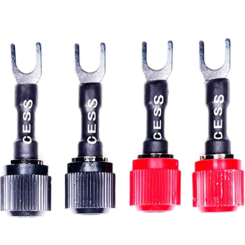 CESS-125S Spades Fork Plug to Twist Binding Post/Banana Female Jack Socket Y Plugs Terminal, 4 Pack (Small Fork)