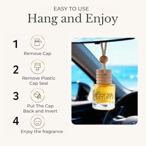 Image of Ocean Car Air Freshener Hanging | Car Perfume, 0.27 fl oz (8 ml) | 30-Day Luxury Glass Diffuser | Marine Breeze, Citrus & Green Herbal Accents | Long-Lasting Fresh Scent