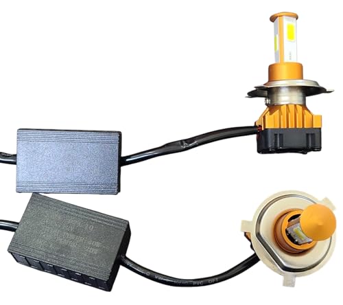 Image of H4 /9003 /HB2 LED Headlight Bulbs Front DC Power Led Headlight Bulb Universal For All Bikes, Motorcycle, Scooty 3 Side H4 LED Headlight with Cooling Fan Head lamp Conversion Kit (CYTGOLDEN )