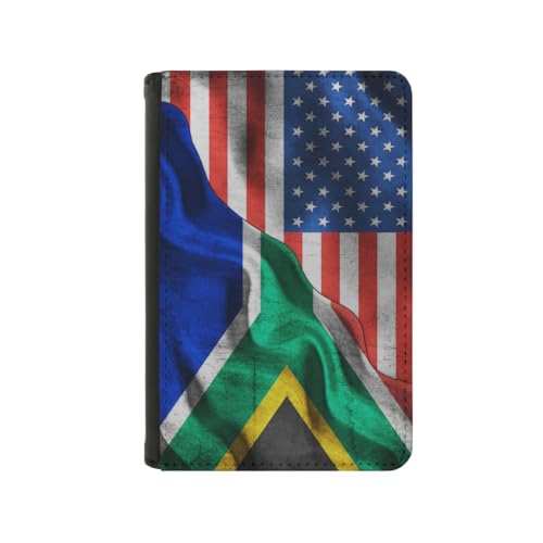 America Flag South African South Africa Flag Passport Holder Cover Wallet Case Novelty PU Leather with Card Slot Travel Accessories Protector for Women Men