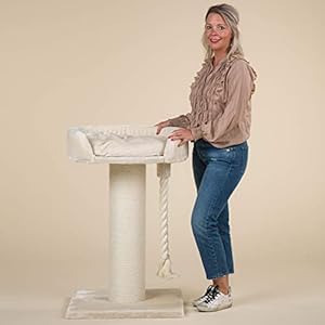 kratzbaum Grosse Katzen stabil XXL Chartreux katzenkratzbaum für Maine Coon große katzenbaum schwere Katze kletterbaum kratzmöbel Dicker stamm (Beige)