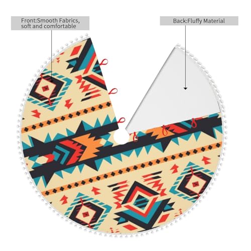 Cache pied de sapin de Noël 122 cm avec pompons pour masquer les câbles