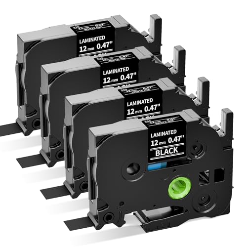 Upwinning TZe-335 Schriftbänder 12mm Schwarz, Tze335 Tze 335 Kompatibel mit Brother P-Touch Beschriftungsgerät H100R PT-H110 H105 H100LB D210 E110 E300, 4 Stück Upwinning TZe-335 Schriftbänder 12mm Schwarz, Tze335 Tze 335 Kompatibel mit Brother P-Touch Beschriftungsgerät H100R PT-H110 H105 H100LB D210 E110 E300, 4 Stück