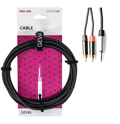 Câble en Y Pro Line GEWA jack 3.5mm vers 2 RCA noir de 3m avec connecteurs REAN