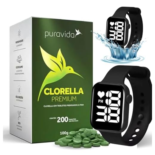 Kit Puravida Clorella Premium Frasco 100g Com 200 Tabletes Pura Vida + Porta Capsula