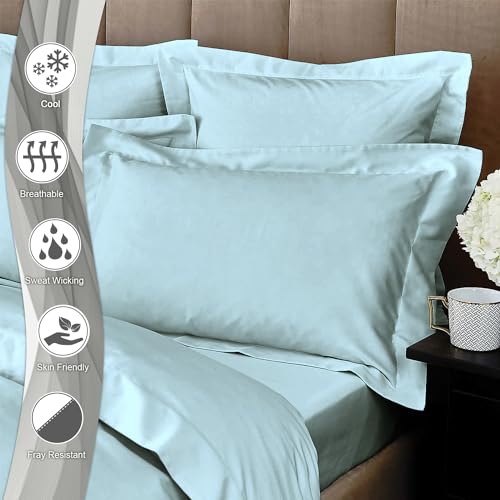 Pizuna Pure Cotton King Size Oxford Pillowcases 2 Pack Baby Blue 50x90cm - Image 2