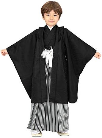 羽織 着物 長襦袢 3点セット 紋付 男児 ジュニア用 十三歳用 黒地 紋