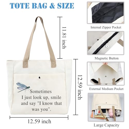 PLITI Dragonfly Tote Bag Dragonfly Memorial Gift Sometimes I Just Look Up Smile And Say I Know That Was You Sympathy Gift (was you dragonfly TBU) - Image 2