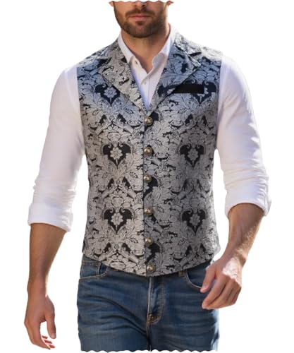 Mens Formal Printed Waistcoat Slim Fit Business Suit Vests Wedding Party4