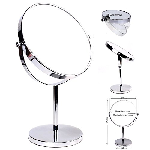 Miroir pour rasage maquillage double face avec miroir de table pivotant 5x