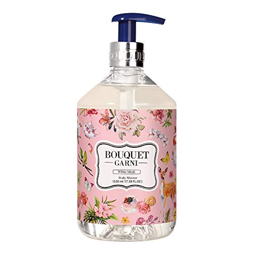 Bouquet Garni Body Shower White Musk - Unique Fragrance Decanting Engineering Method gives Long Lasting Rich Fragrance - Gentle and Mild Cleansing Scented Body Wash with Natural Surfactant 17.85 Fl Oz