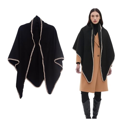 Women's Elegant Shawl Wrap Soft Knitted Poncho Cape Scarf Warm Cozy Winter Fall Triangle Pashmina