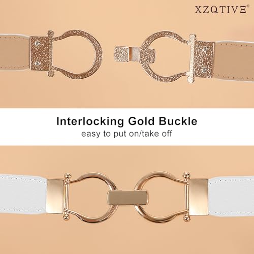 XZQTIVE Elastic Belts for Women Thin Stretchy Dress Belt Women Skinny Waist Belt for Dress Jeans Pants with Gold Buckle4