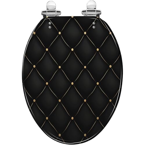 Elongated Toilet Seat Quilted Vip Black Gold Thread Luxury Expensive