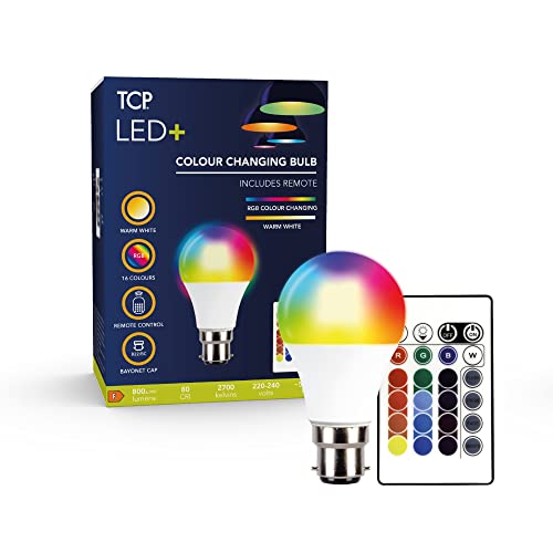 TCP 3.5W 300lm Remote Control LED Smart Lamp BC/B22, 3.5 W, Multi, 160LDA3.5WB22CORGB