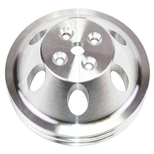 A-Team Performance - Short Water Pump Double-Groove Aluminum Crankshaft Pulley - Compatible With Small Block Chevrolet 262 302 400 #TOP2