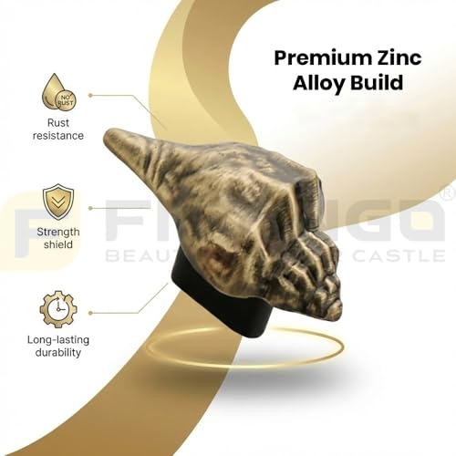 Image of Antique Shankh Shape Drawer Knob for Cabinet /Drawer Knobs /Decorative Knobs & Pulls /Drawer Handle (Zinc Alloy /Brass Antique) Pack of 8-| 3 Years Warranty |