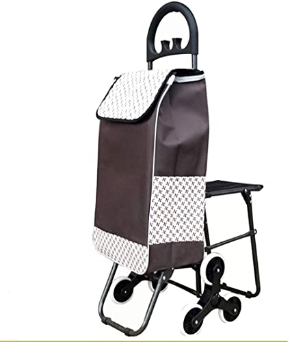 QHYTL Einkaufstrolley Multifunktions-Einkaufswagen Trolley Alter Handkarren Treppensteiger Mit Hakengriff Sitz…
