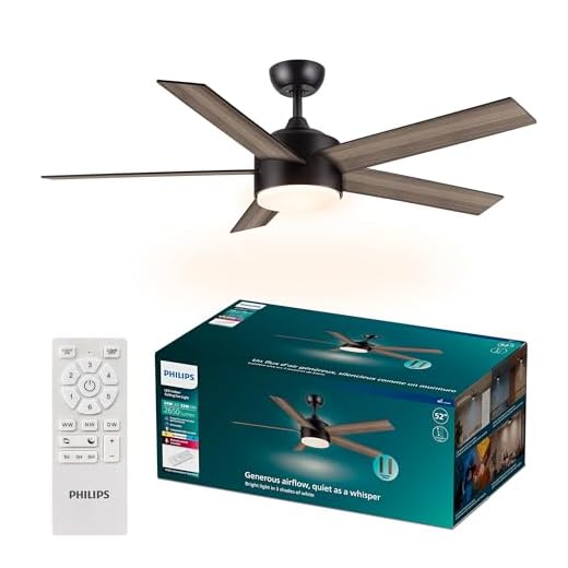PHILIPS Indoor Ceiling Fan with Bright LED Light, 1-Pack, Dark