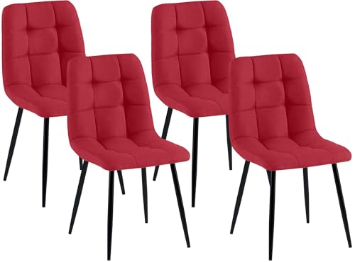 CLP Lot de 4 chaises de Salle a Manger rembourrees Antibes, chaises de Cuisine avec Dossier et...