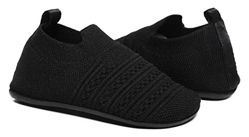 Slevel Toddler Kids Lightweight First Walkers Grip House Slippers Rubber Soft Sole Non-Slip Baby Indoor Home Socks Shoes For Boys Girls (Sl20002Black25) #TOP3