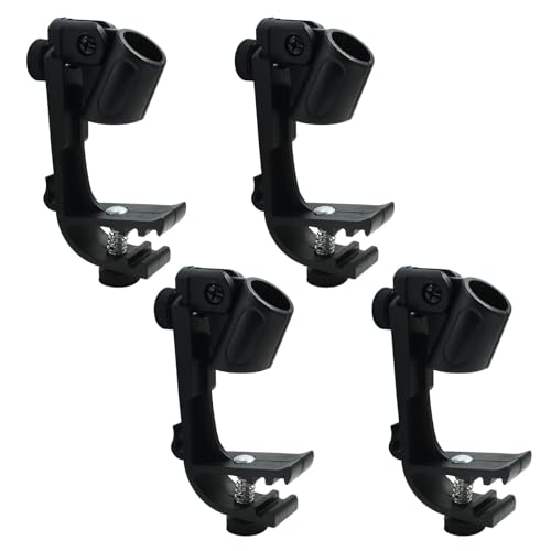 Hitefu 4 Pcs Drum Microphone Clip, Drum Stand Mic Clamp, Universal Microphone Clamp, Shock-resistance Drum Microphone Securing Clip