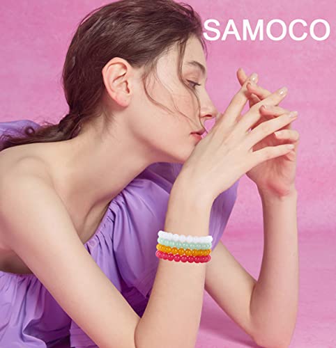 Samoco 24Pcs 8Mm Beaded Stretch Bracelet Handmade Round Glass Bracelet For Women Multicolor Matte Beads Elastic Bracelet #TOP3