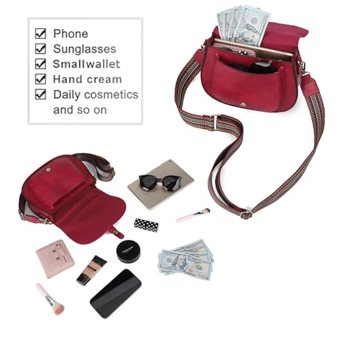 Image of AFKOMST Crossbody Bags for Women,Small Saddle Purse and Boho Cross Body Handbags,Vegan Leather